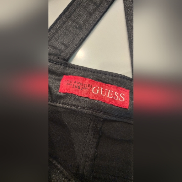 Guess Black Bib Overalls Stretch Dress Pants Romper Women's L - Picture 8 of 14